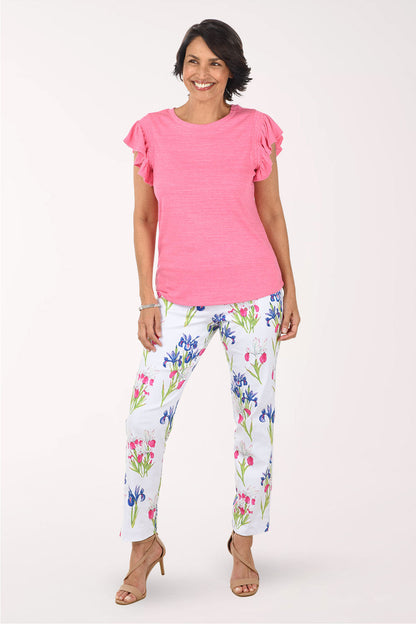 Pink Iris Pull-On Ankle Pant