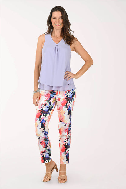 Pink Splash Pull-On Ankle Pant