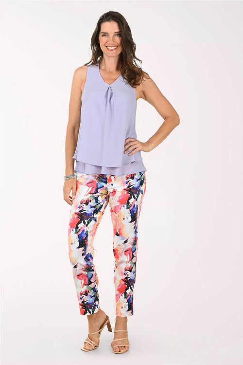 Pink Splash Pull-On Ankle Pant