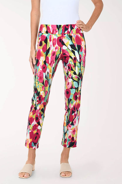 Pink Watercolor Pull-On Ankle Pant