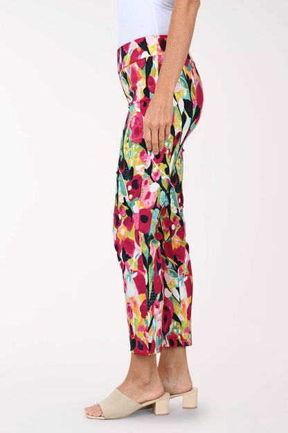 Pink Watercolor Pull-On Ankle Pant