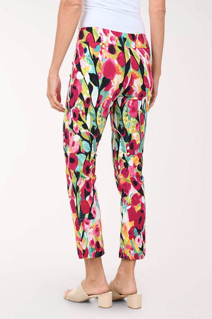 Pink Watercolor Pull-On Ankle Pant