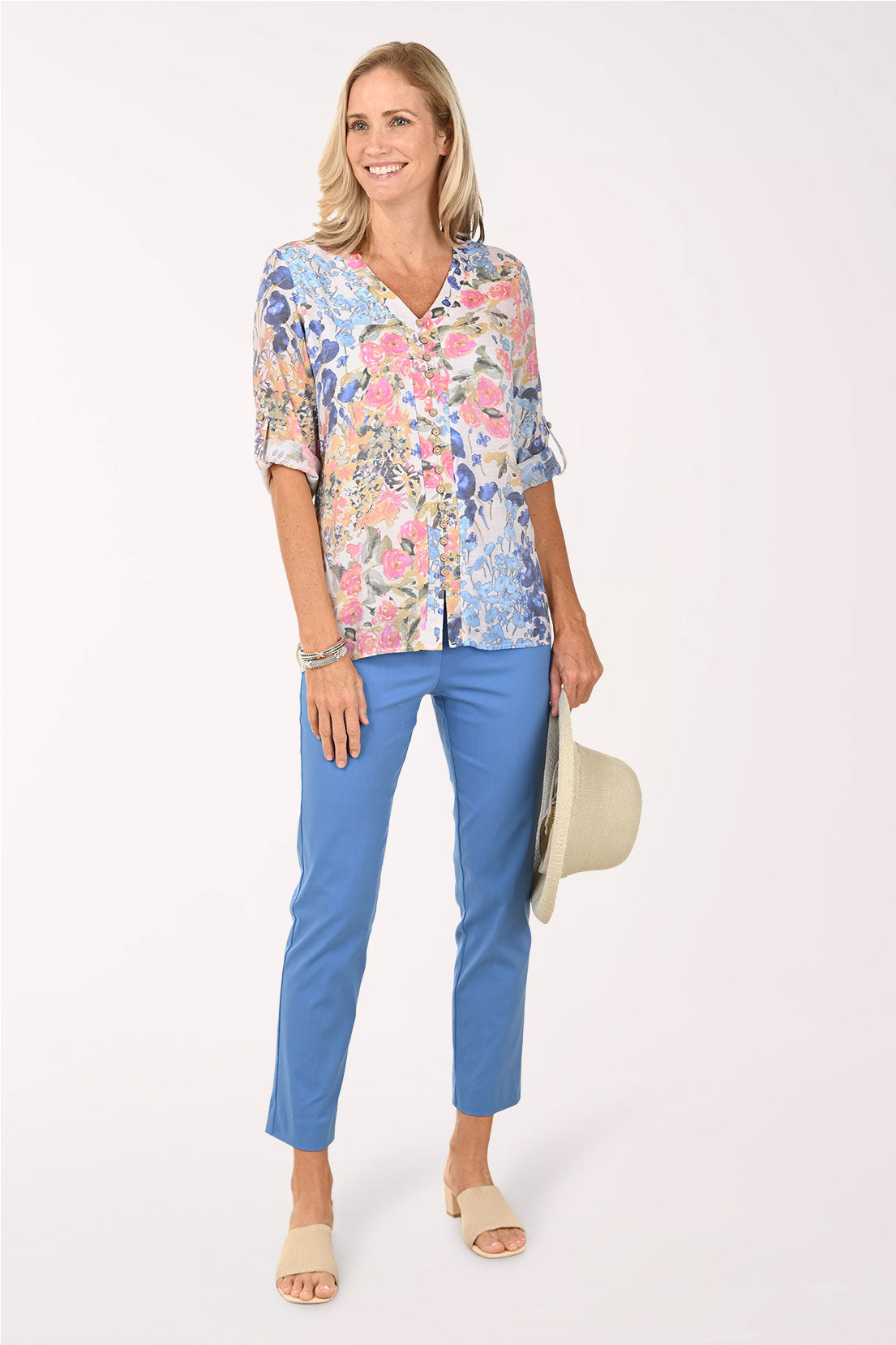 Blue Classic Pull-On Ankle Pant
