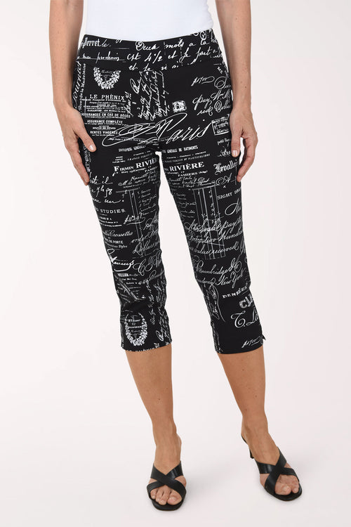 French Newsprint Pull-On Capri Pant