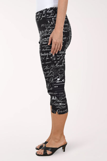 French Newsprint Pull-On Capri Pant