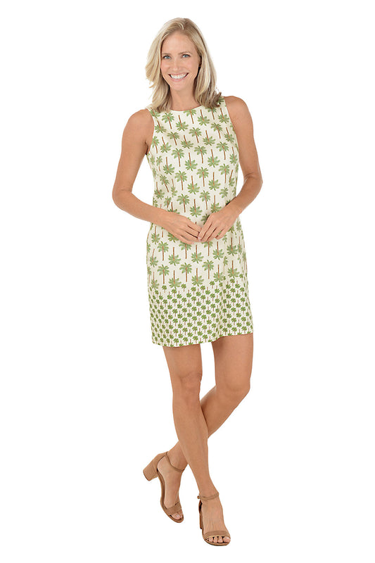 Green Palm Trees Sleeveless Shift Dress