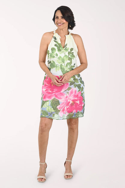 Hibiscus Sleeveless Ruffle Neck Dress