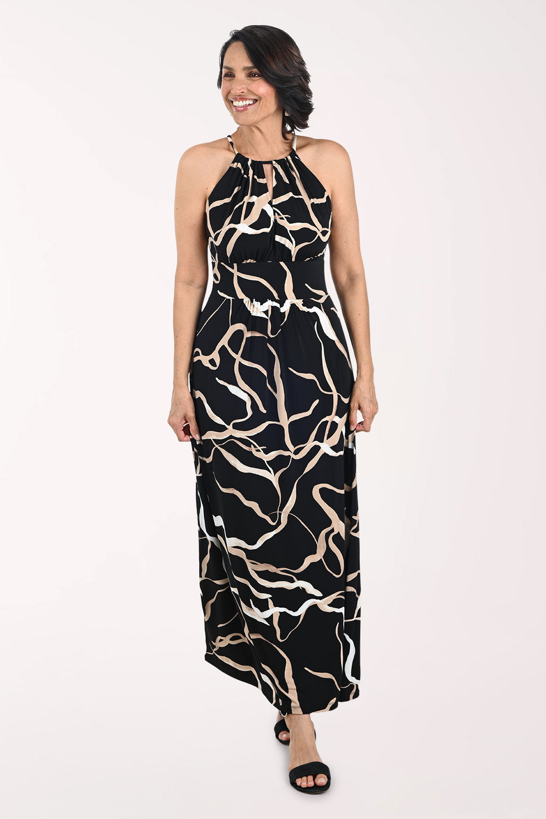 Gold Ribbons Sleeveless Maxi Dress