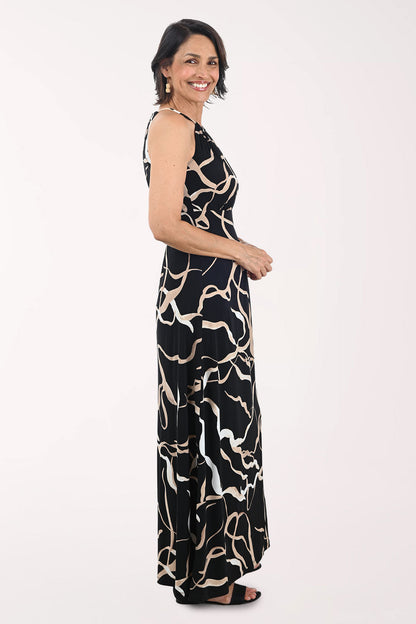 Gold Ribbons Sleeveless Maxi Dress
