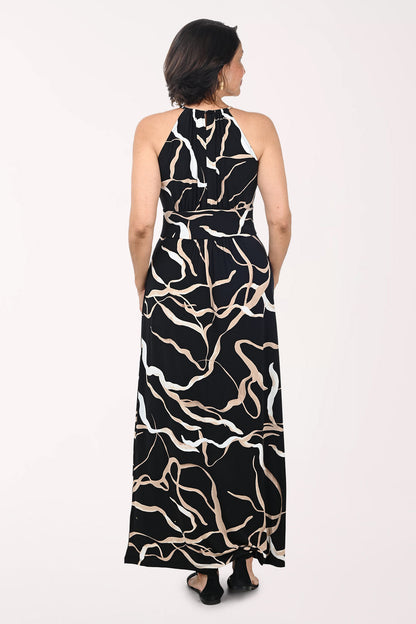 Gold Ribbons Sleeveless Maxi Dress