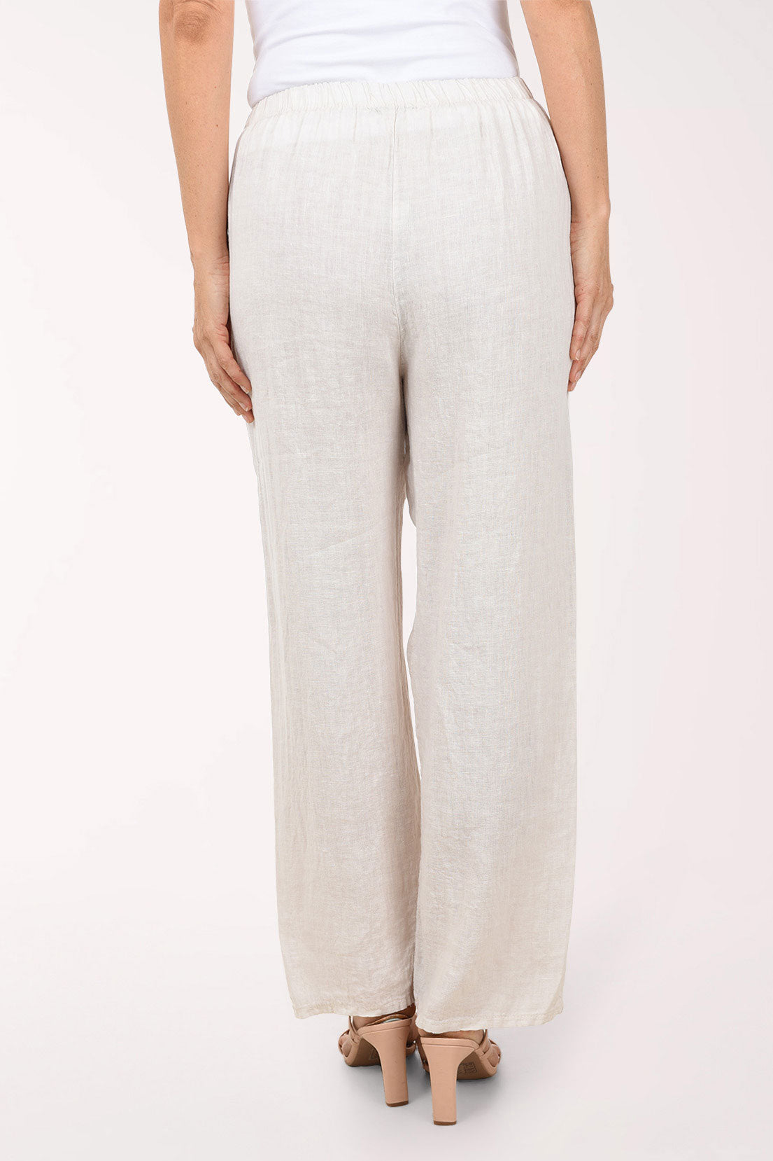 Mesh Accented Linen-Blend Gauze Pant