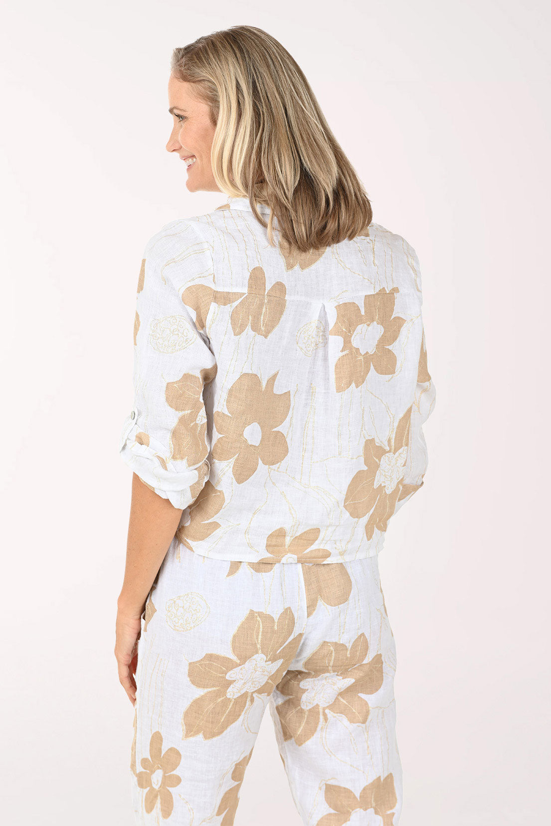 Gold Glitter Floral Linen Jacket