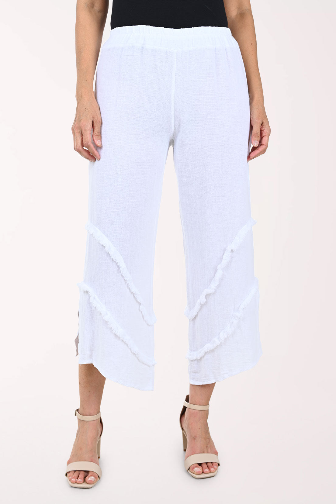Diagonal Frayed Linen-Blend Pant