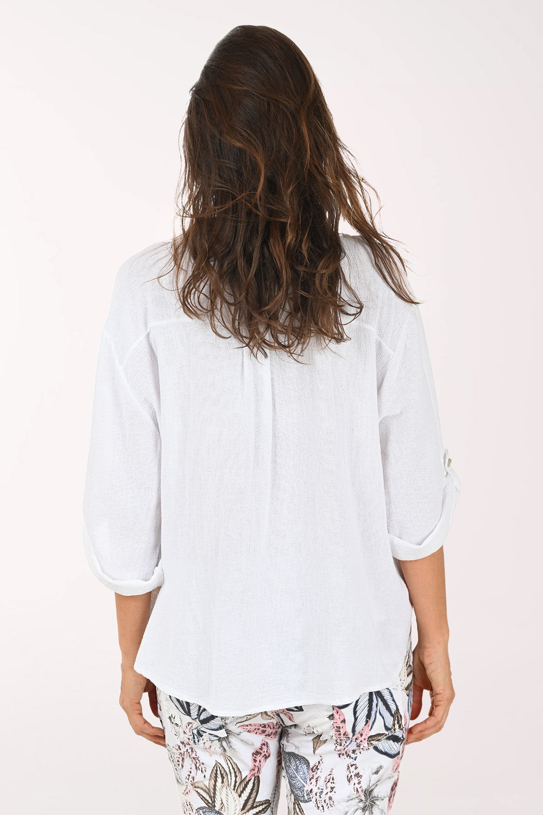Linen-Blend Relaxed Tie-Front Shirt