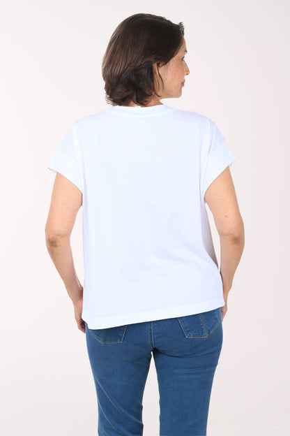 Navy And White Anchor Cap Sleeve Tee