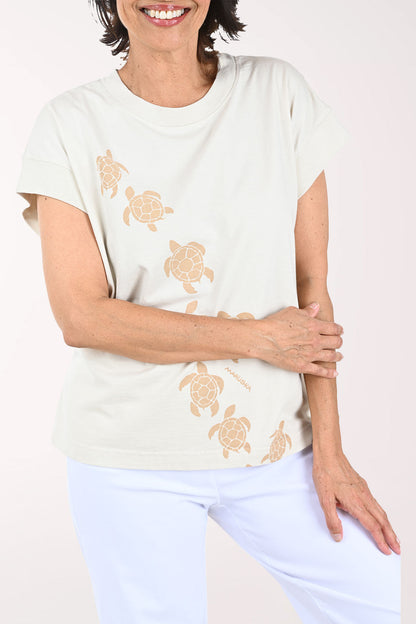 Natural Turtles Cap Sleeve Tee