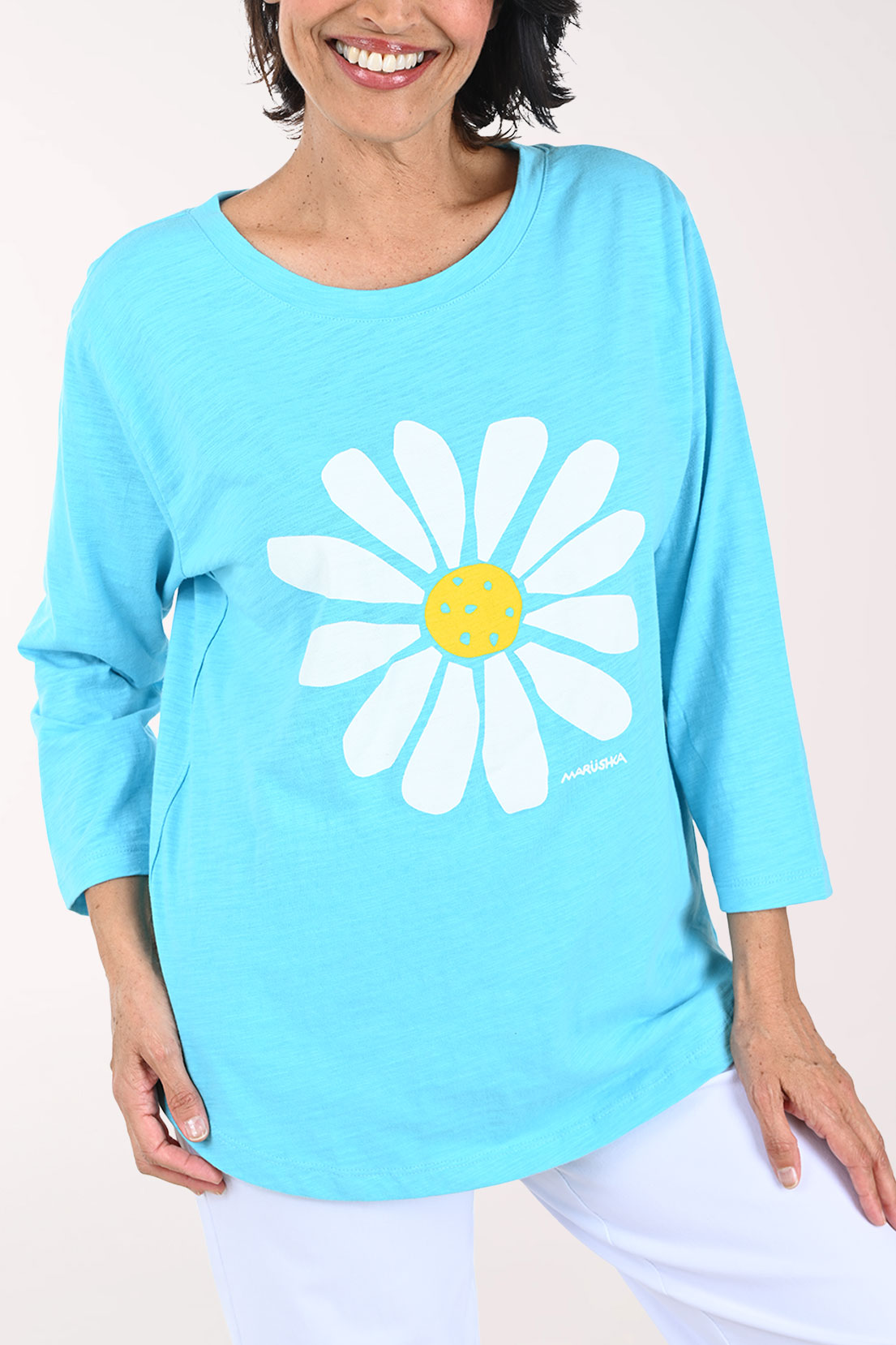 Pool Blue Daisy Cotton Tunic Top