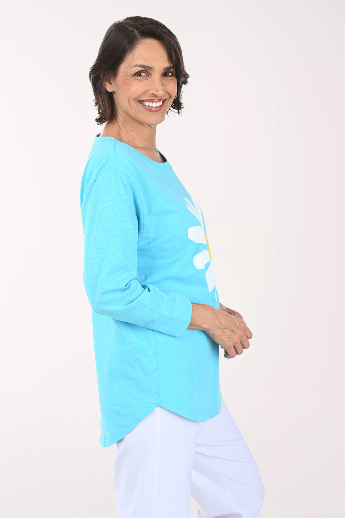 Pool Blue Daisy Cotton Tunic Top