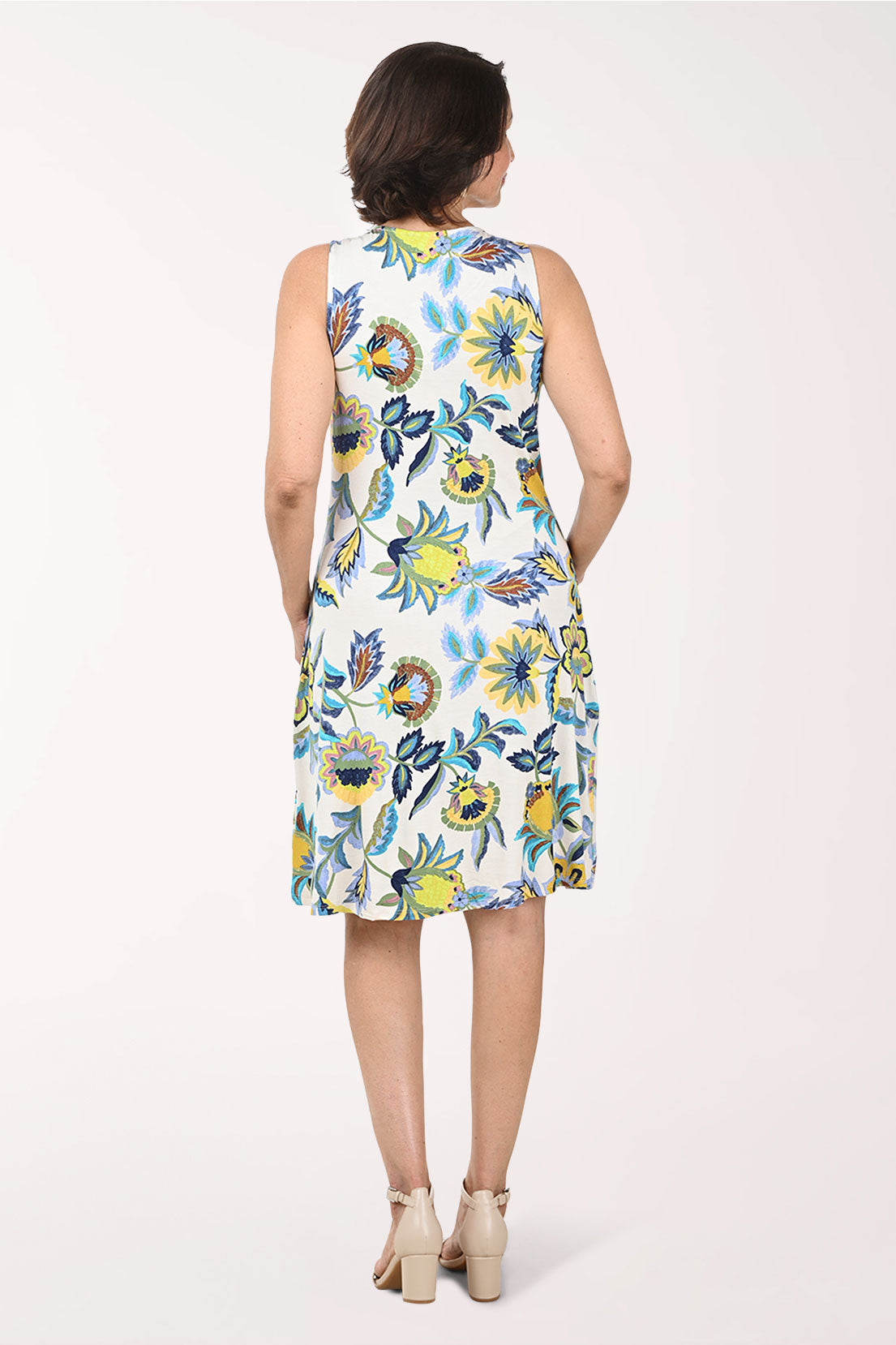 Spring Floral Sleeveless Swing Dress