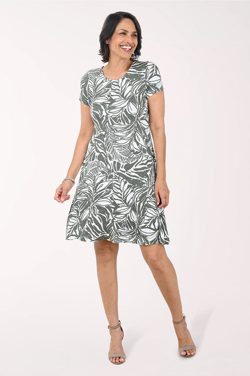 Botanical Sketch Short Sleeve Dress