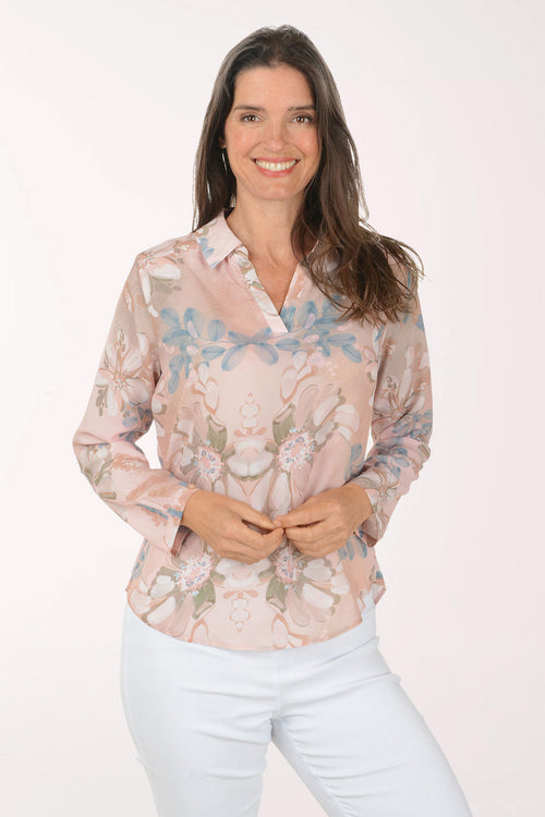 Mauve Floral Collared Blouse