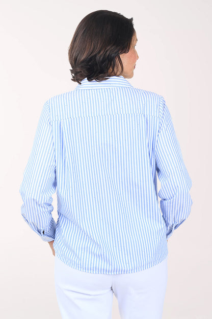Rhinestone Striped High-Low Shirt