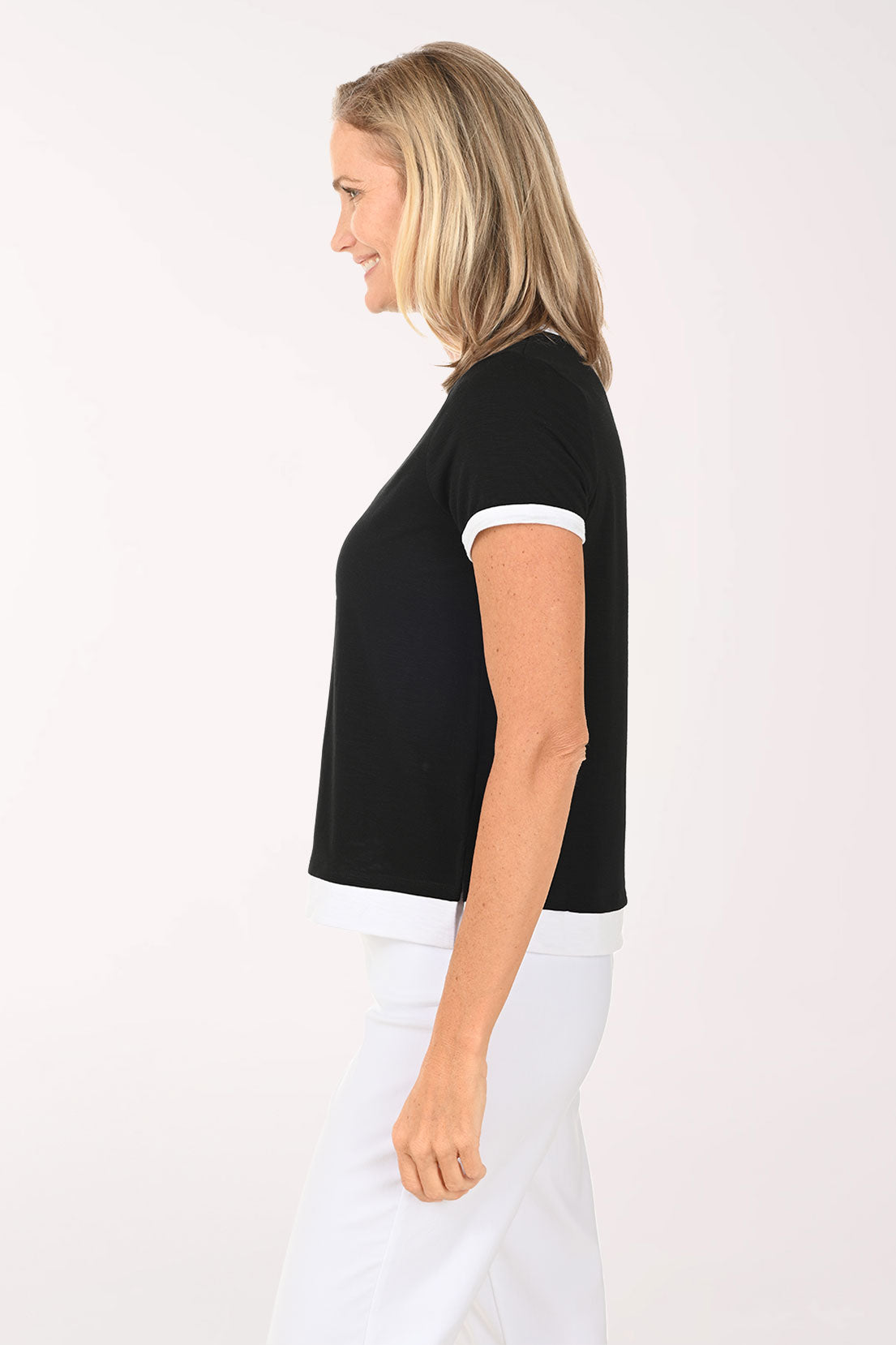 Solid Slub Knit Ringer Tee
