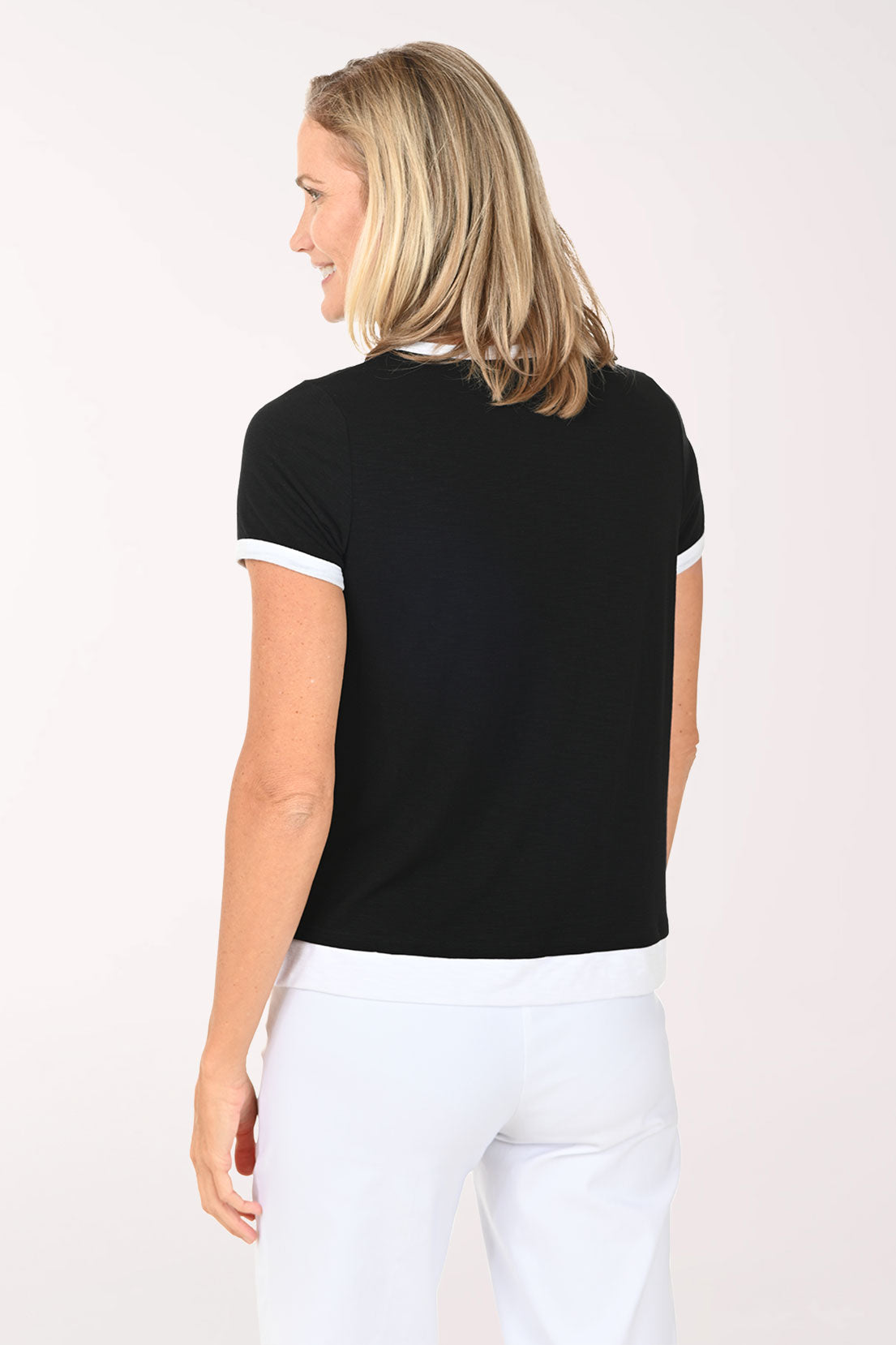 Solid Slub Knit Ringer Tee