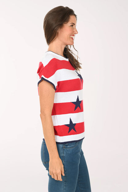 Stripes And Stars Short Sleeve Sweater