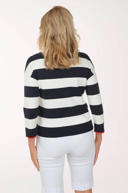 Starry Stripes Contrast Tipped Sweater
