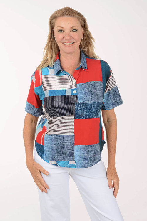 Monica Collared Short Sleeve Top