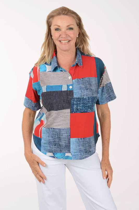 Monica Collared Short Sleeve Top