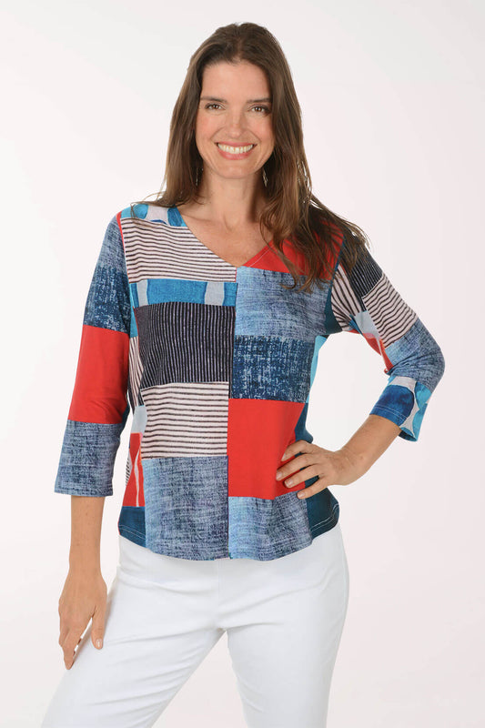 Monica 3/4 Sleeve V-Neck Top