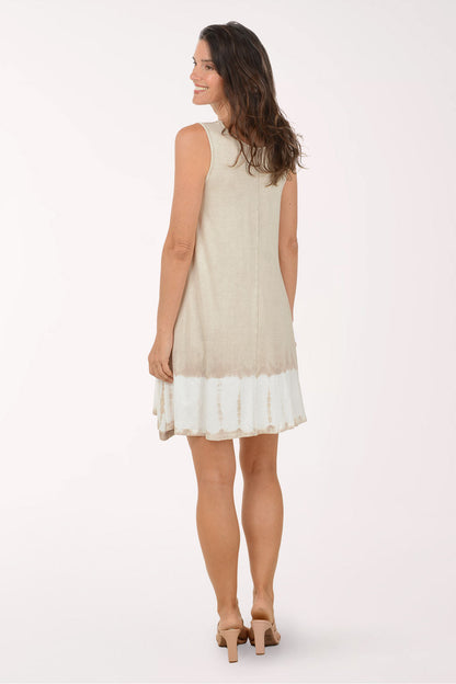 Champagne Tie-Dye Hem Sleeveless Dress