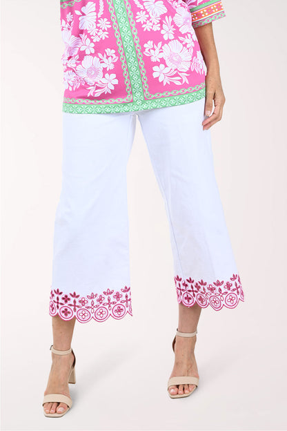 Hothouse Floral Embroidered Denim Crop Pant