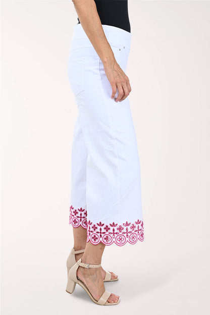 Hothouse Floral Embroidered Denim Crop Pant