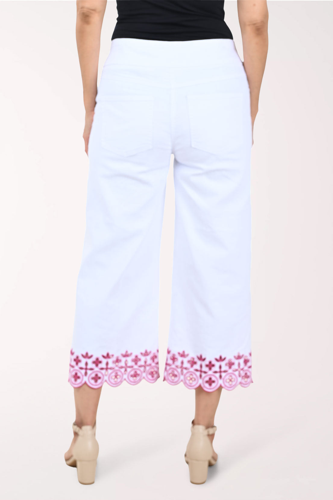 Hothouse Floral Embroidered Denim Crop Pant