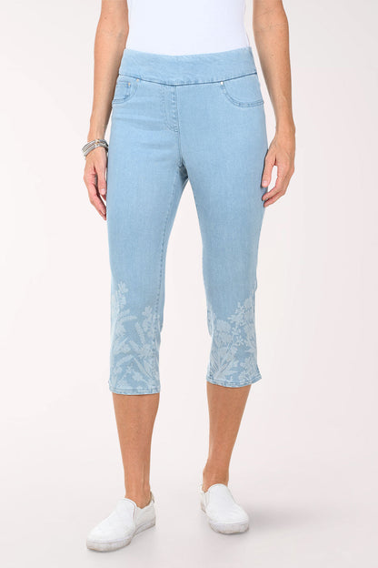 French Riviera Floral Denim Capri Pant