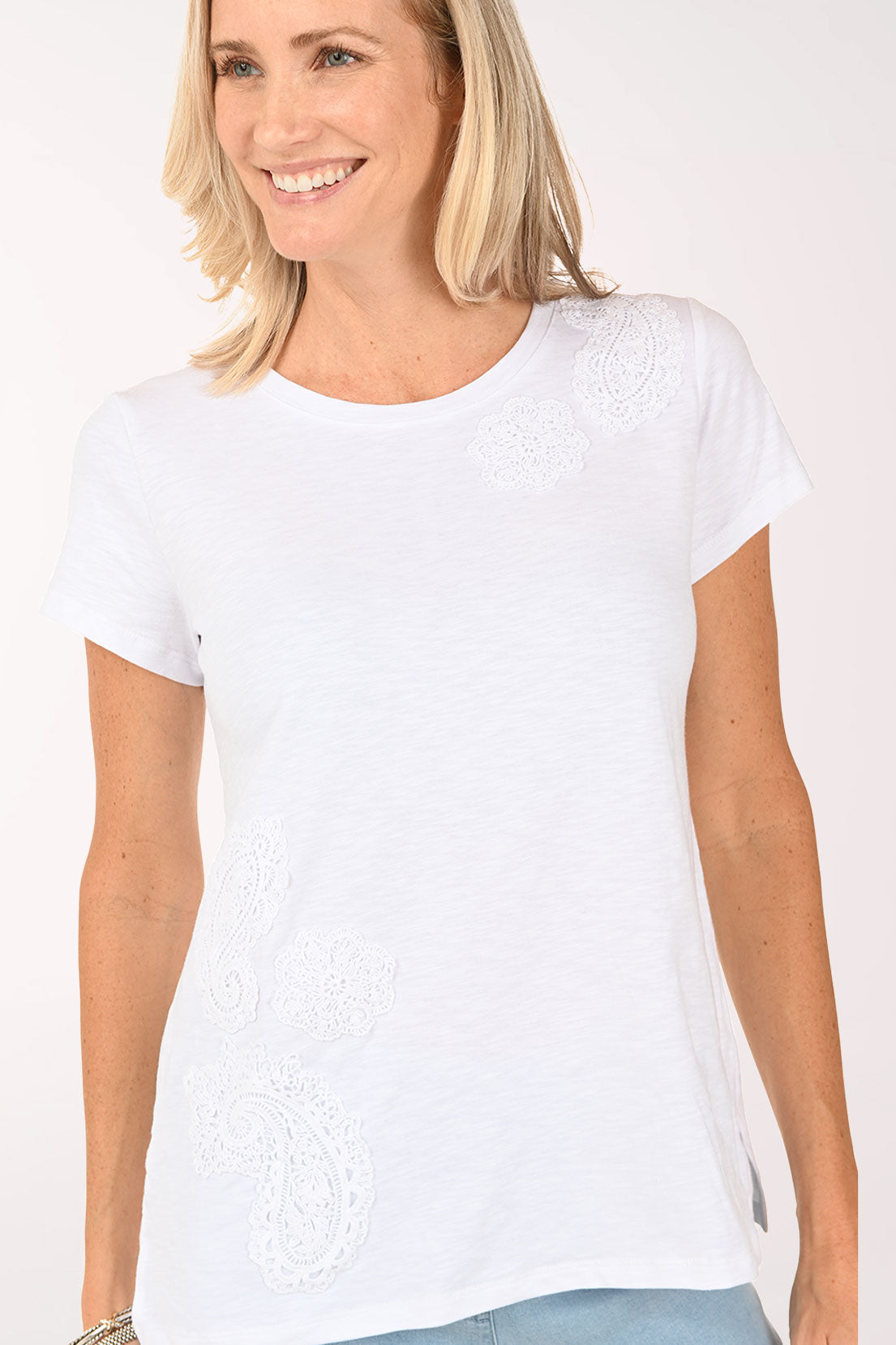 French Riviera Lace Applique Tee