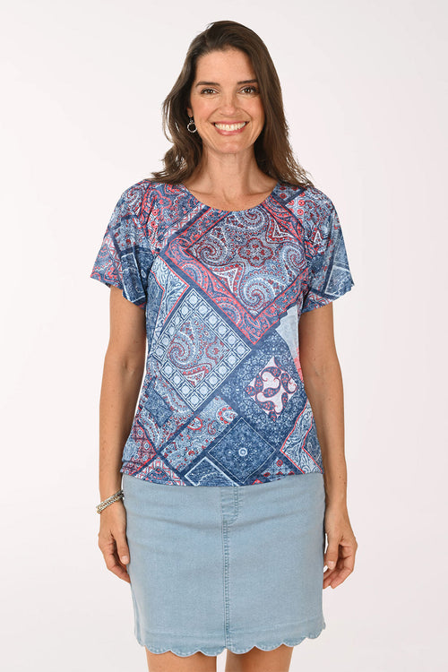 French Riviera Paisley Patchwork Tee