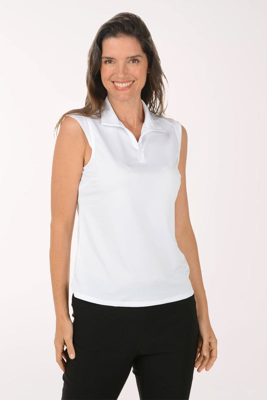 Solid Pique UPF50 Cap Sleeve Top