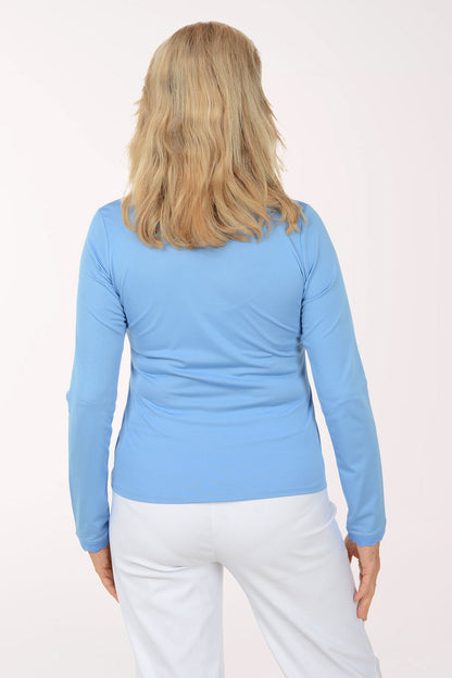 Solid Pique UPF50 Scalloped Polo Top