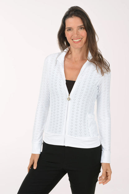 Pointelle Lace UPF50 Zip Front Jacket