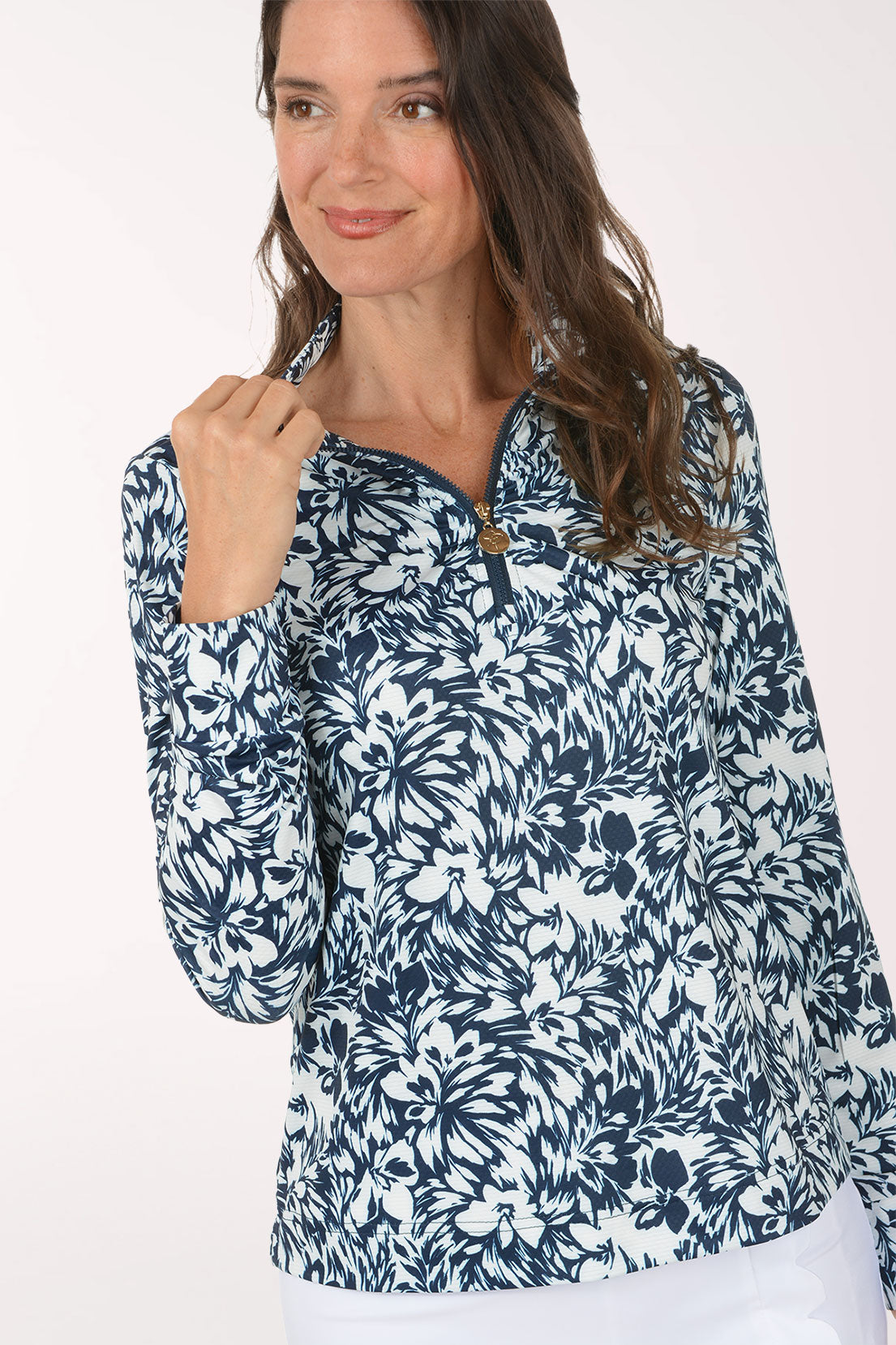 Abstract Aurora UPF50 Ruched Quarter Zip Top