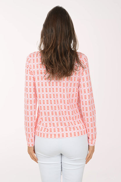 Pink Plaid UPF50 Ruched Quarter Zip Top