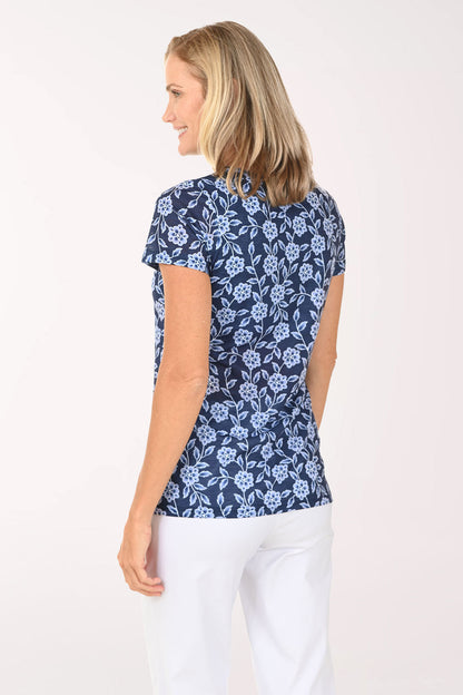 Indigo Vine V-Neck Tee