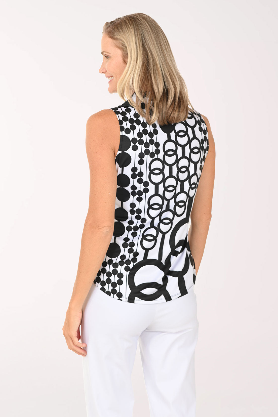 Chain Link UPF50 Sleeveless Polo Top