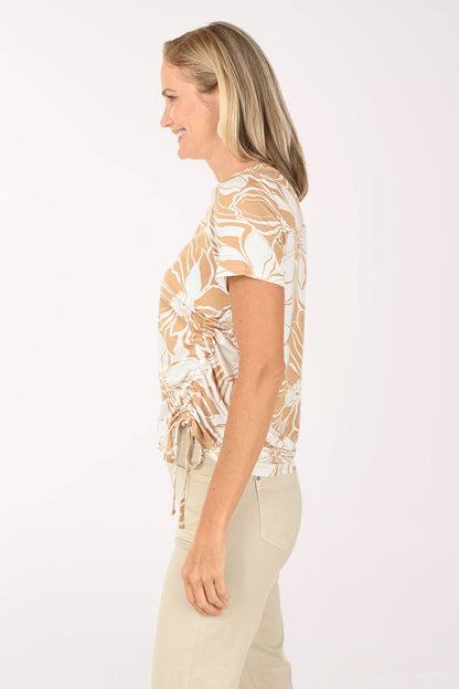 Desert Floral Side Ruched Tee