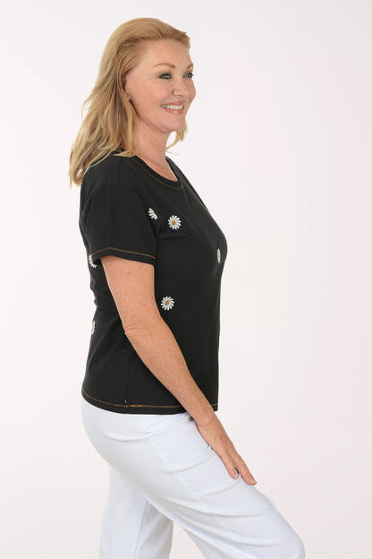 Embroidered Daisy Tee