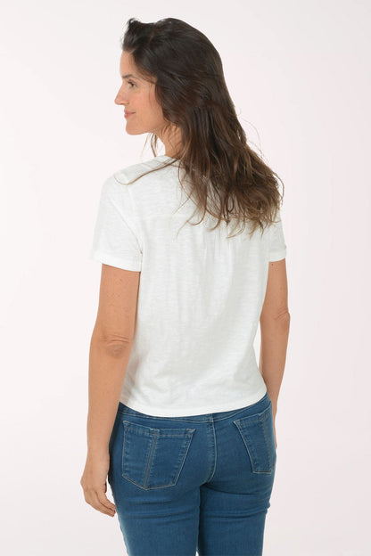 Palm Tree Embroidery Tie-Front Tee